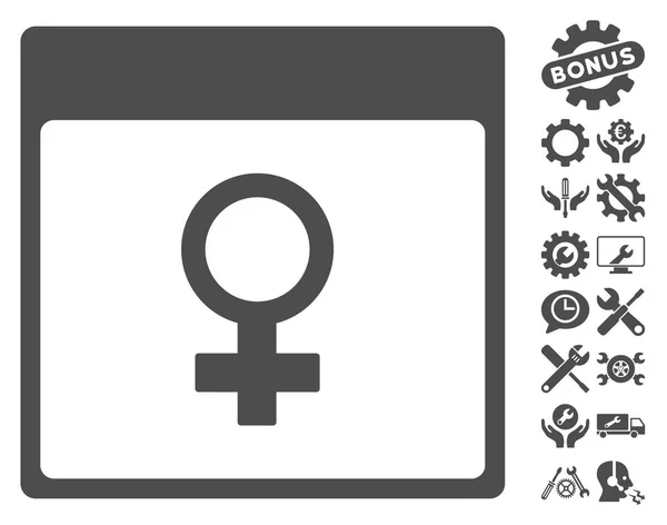 Venus Female Symbol Calendar Page Vector Icon With Bonus — Stock Vector