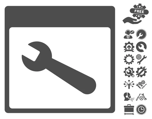 Klucz narzędzie kalendarz wektor ikona z Bonus — Wektor stockowy