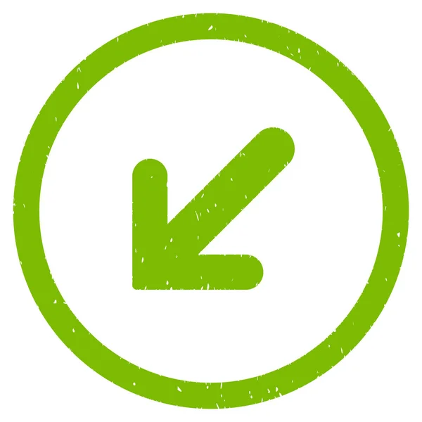 Flecha izquierda abajo icono sello de goma — Vector de stock