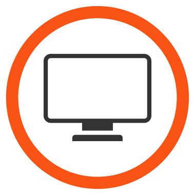 Monitör düz yuvarlak glif simgesini