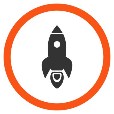 Roket Başlat düz yuvarlak glif simgesi