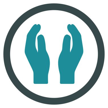 Alkış eller düz yuvarlak glif simgesi