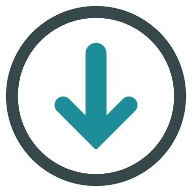 Düz aşağı ok glif simgesi yuvarlak