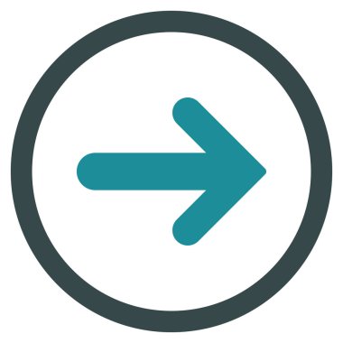 Ok sağ düz glif simgesi yuvarlak