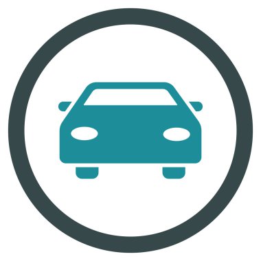 Araba düz yuvarlak glif simgesi