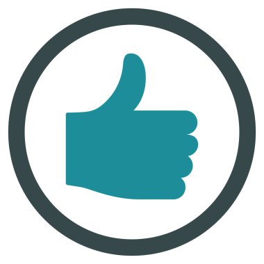 Başparmak yukarı düz yuvarlak glif simgesi