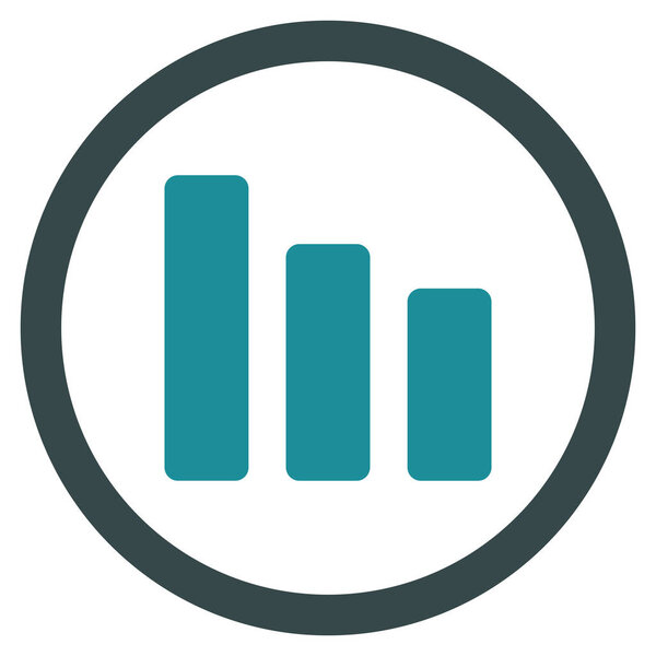 Bar Chart Decrease Flat Rounded Glyph Icon