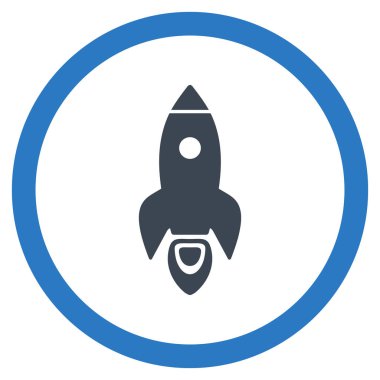 Roket Başlat düz yuvarlak glif simgesi