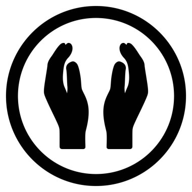 Alkış eller düz yuvarlak glif simgesi