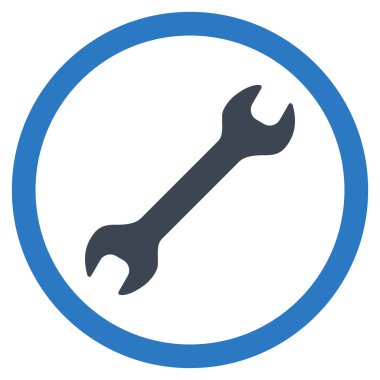 İngiliz anahtarı düz yuvarlak glif simgesini