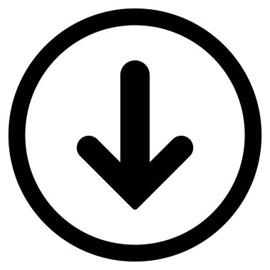 Düz aşağı ok glif simgesi yuvarlak