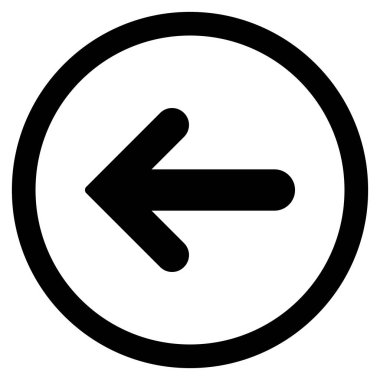 Ok sol düz glif simgesi yuvarlak