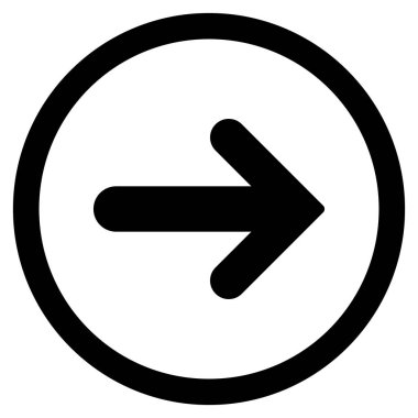 Ok sağ düz glif simgesi yuvarlak