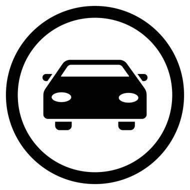 Araba düz yuvarlak glif simgesi