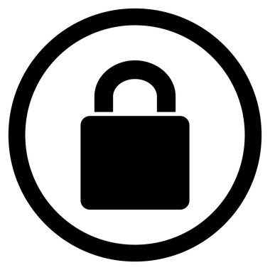 Kilit düz yuvarlak glif simgesi