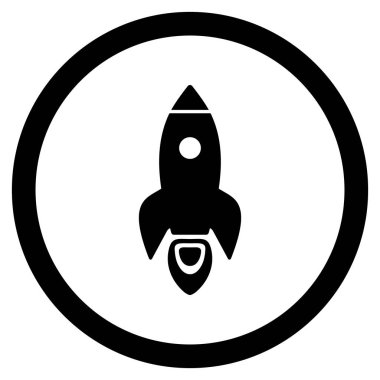 Roket Başlat düz yuvarlak glif simgesi