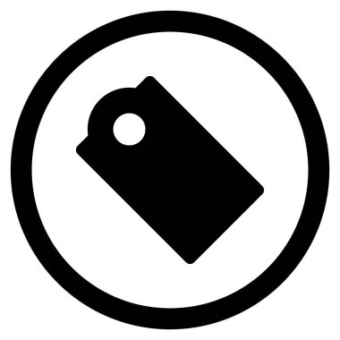 Etiketi düz yuvarlak glif simgesi