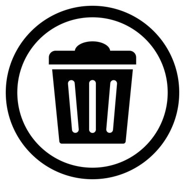 Çöp Can düz yuvarlak glif simgesi