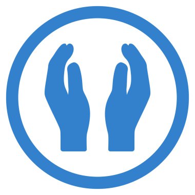 Alkış eller düz yuvarlak glif simgesi