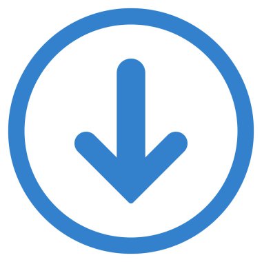 Düz aşağı ok glif simgesi yuvarlak