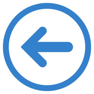 Ok sol düz glif simgesi yuvarlak