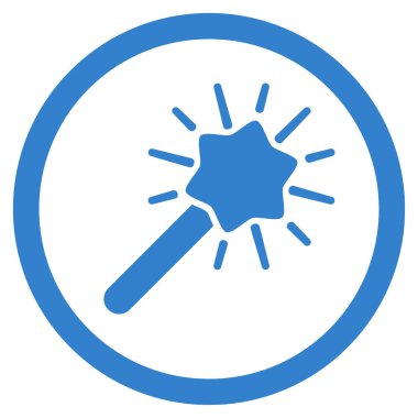 Sihirli aracı düz yuvarlak glif simgesi