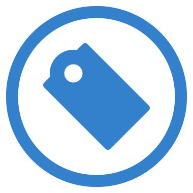 Etiketi düz yuvarlak glif simgesi