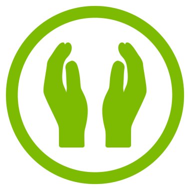 Alkış eller düz yuvarlak glif simgesi