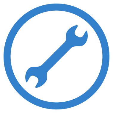 İngiliz anahtarı düz yuvarlak glif simgesini