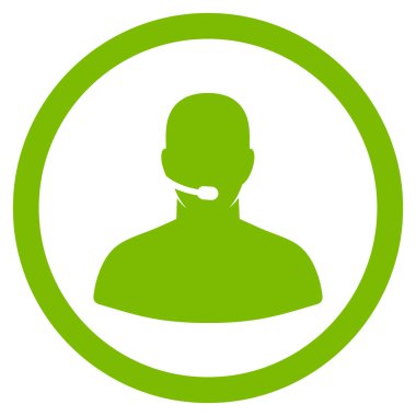 Çağrı merkezi operatörü düz yuvarlak glif simgesi