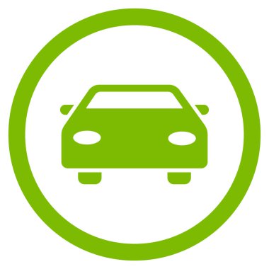 Araba düz yuvarlak glif simgesi