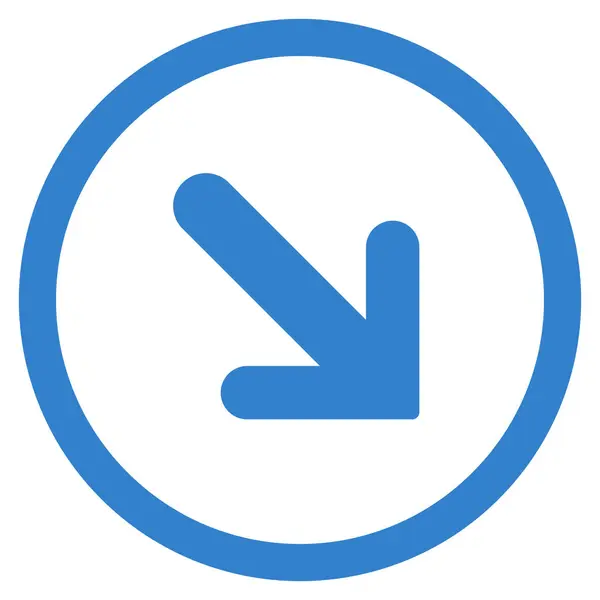 Pfeil rechts unten flaches abgerundetes Glyphen-Symbol — Stockfoto