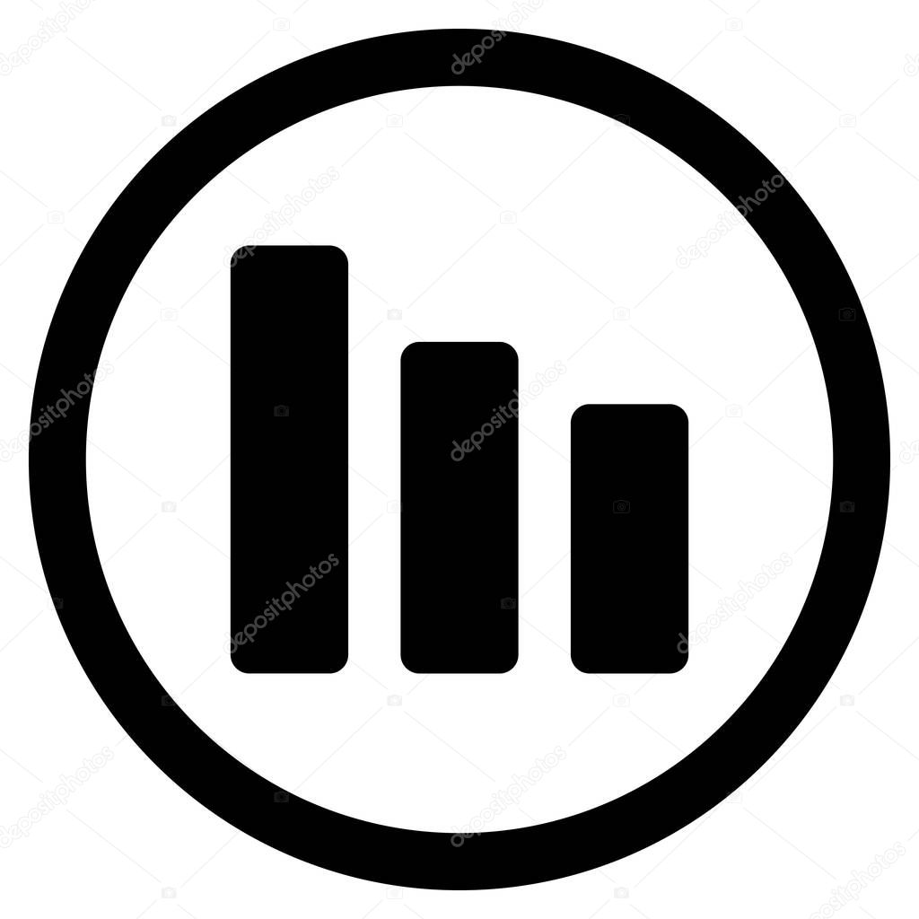 Gráfico de barras Disminuir plano redondeado Glifo icono