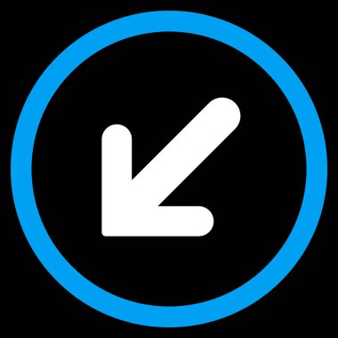 Ok sol aşağı düz yuvarlak vektör simgesi