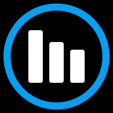 Çubuk grafik azalma düz yuvarlak vektör simgesi