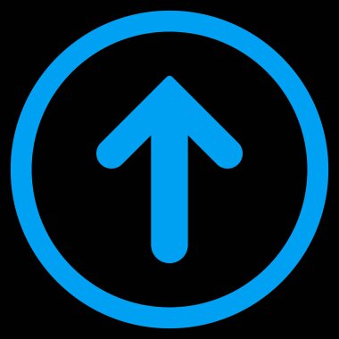 Düz yukarı ok vektör simge yuvarlak