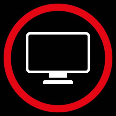 Monitör düz yuvarlak vektör simgesi
