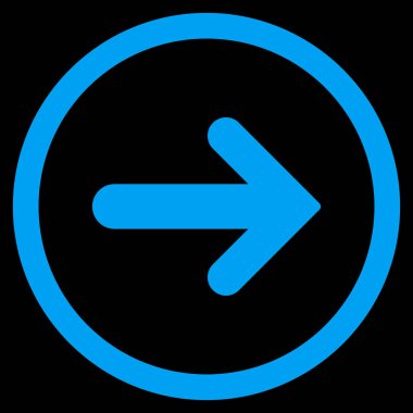 Ok sağ düz vektör simge yuvarlak