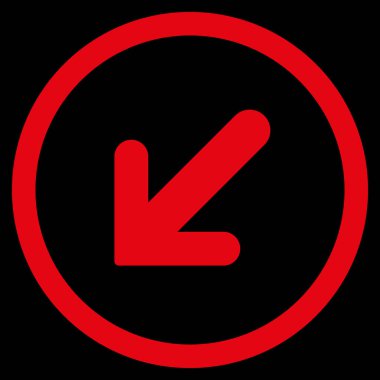 Ok sol aşağı düz yuvarlak vektör simgesi