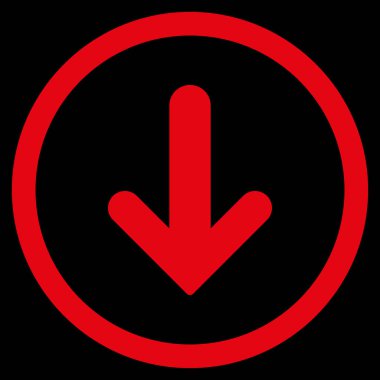 Düz aşağı ok vektör simge yuvarlak