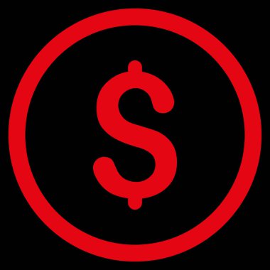 Doları düz yuvarlak vektör simgesi