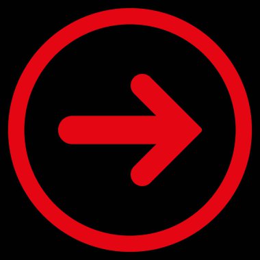 Ok sağ düz vektör simge yuvarlak