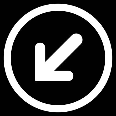 Ok sol aşağı düz yuvarlak vektör simgesi