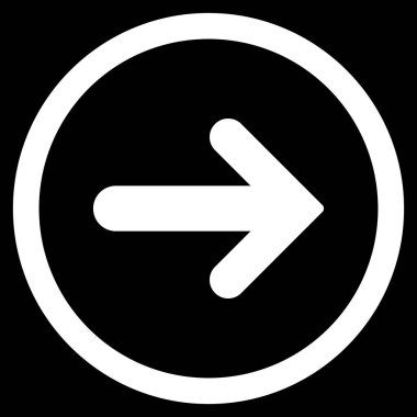 Ok sağ düz vektör simge yuvarlak