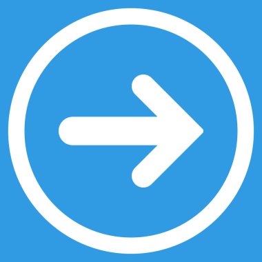 Ok sağ düz vektör simge yuvarlak