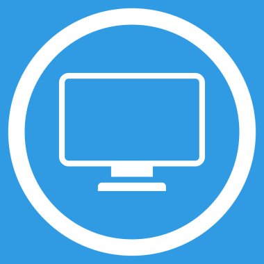 Monitör düz yuvarlak vektör simgesi