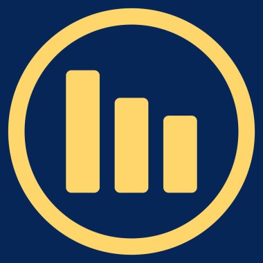 Çubuk grafik azalma düz yuvarlak vektör simgesi