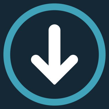 Düz aşağı ok vektör simge yuvarlak