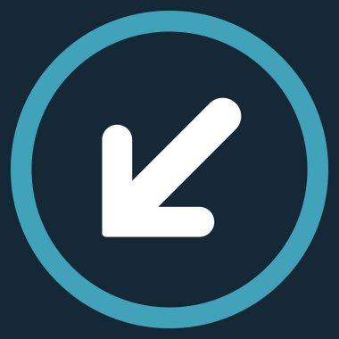 Ok sol aşağı düz yuvarlak vektör simgesi