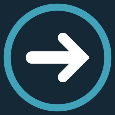 Ok sağ düz vektör simge yuvarlak